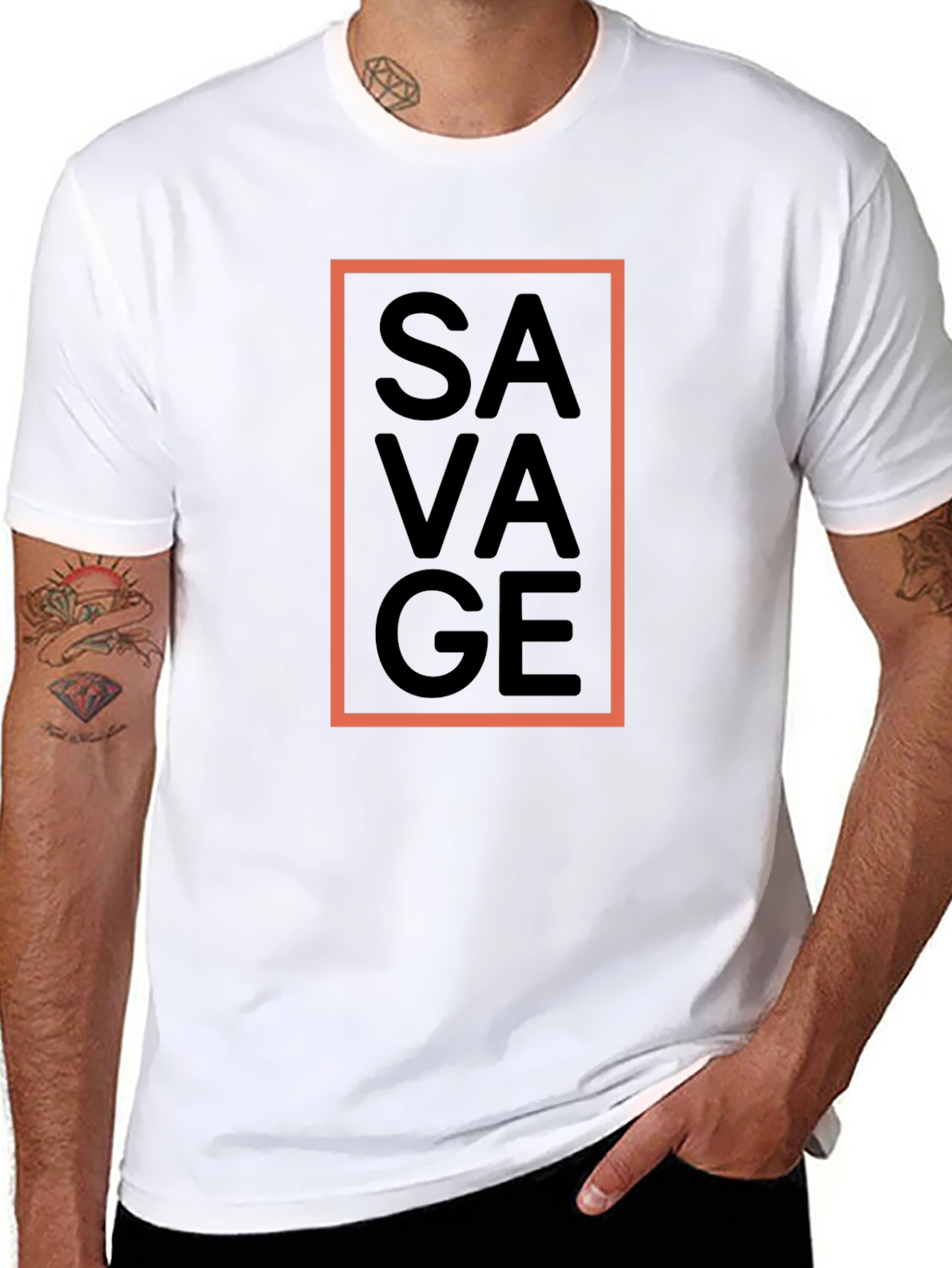 Black Savage Graphic Tee - Black Crew Neck T-Shirt view 8