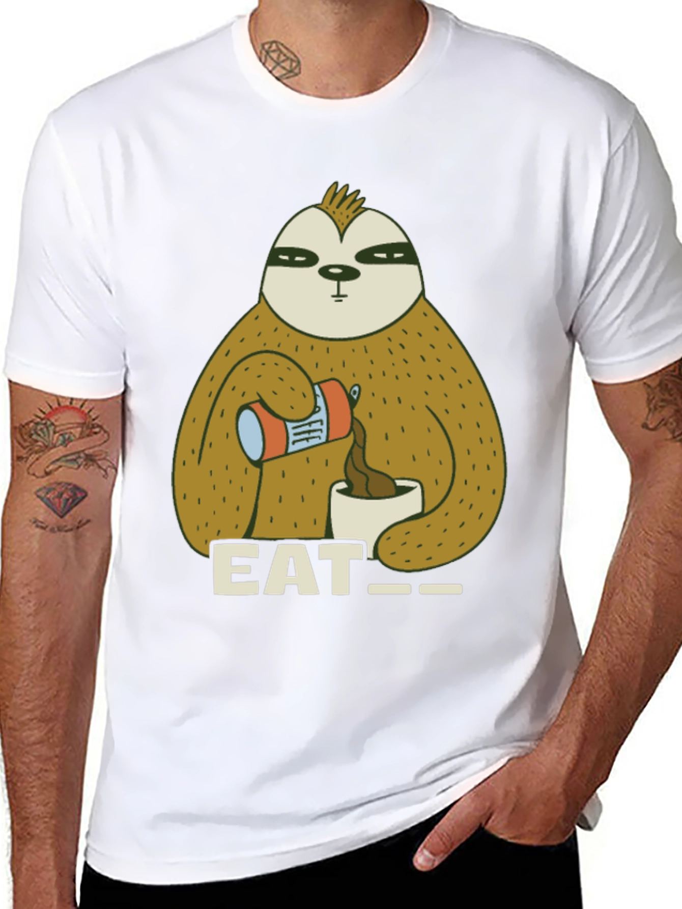 Black Eat Sloth T-Shirt - Funny Coffee Lover Tee view 8