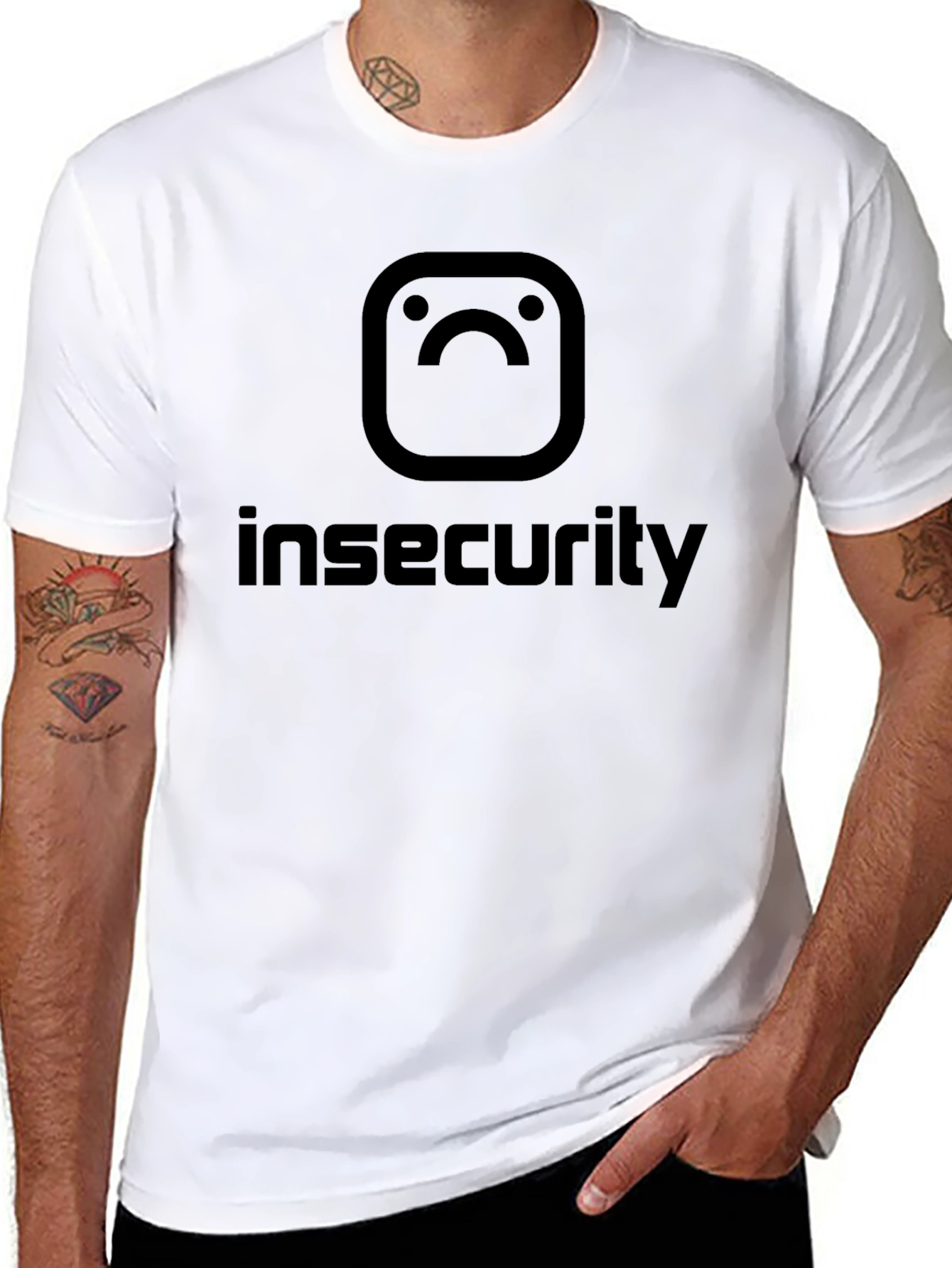 Black Insecurity Instagram-Inspired Graphic T-Shirt view 8