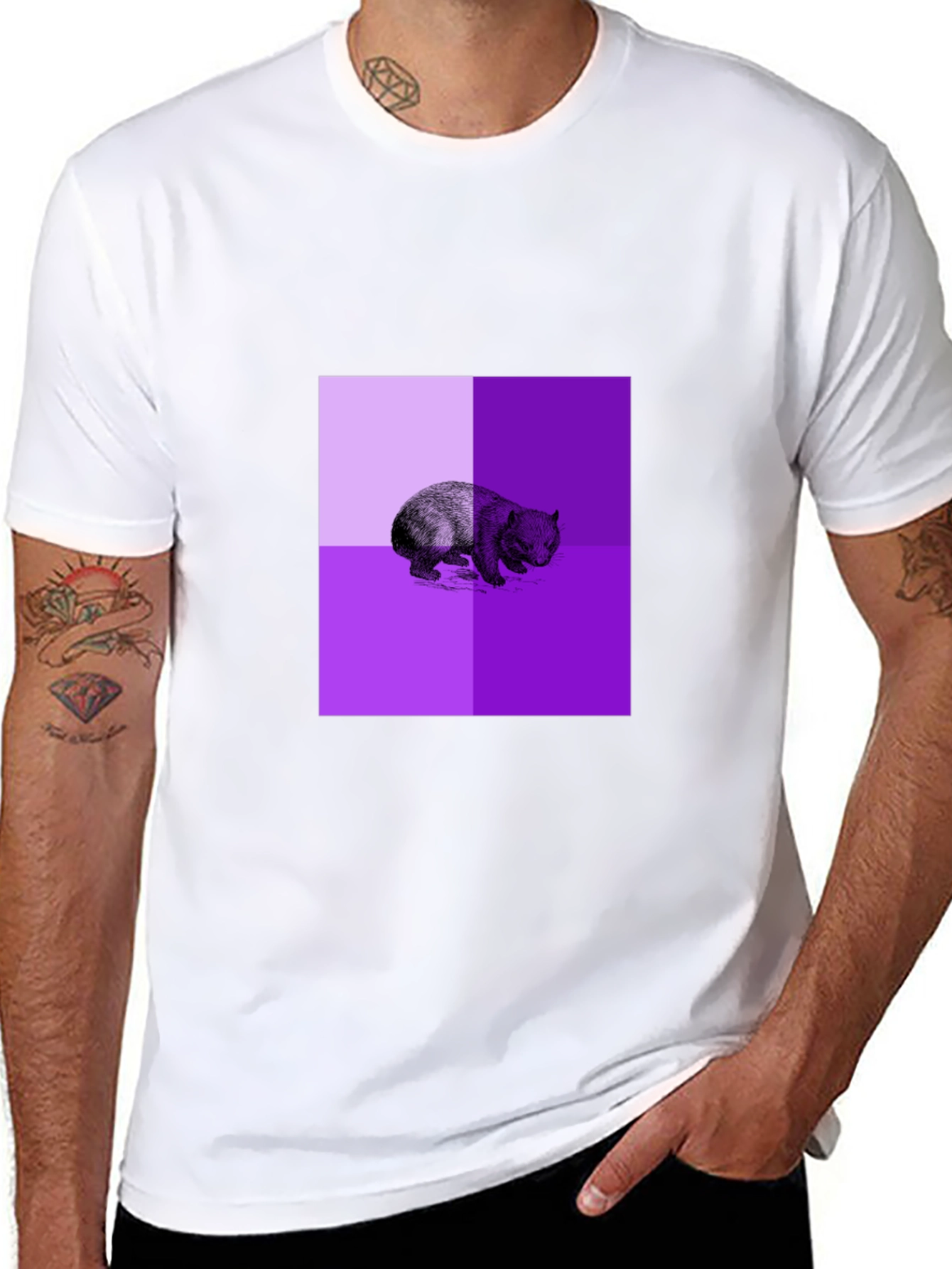 Black Abstract Bear Graphic Black T-Shirt view 8