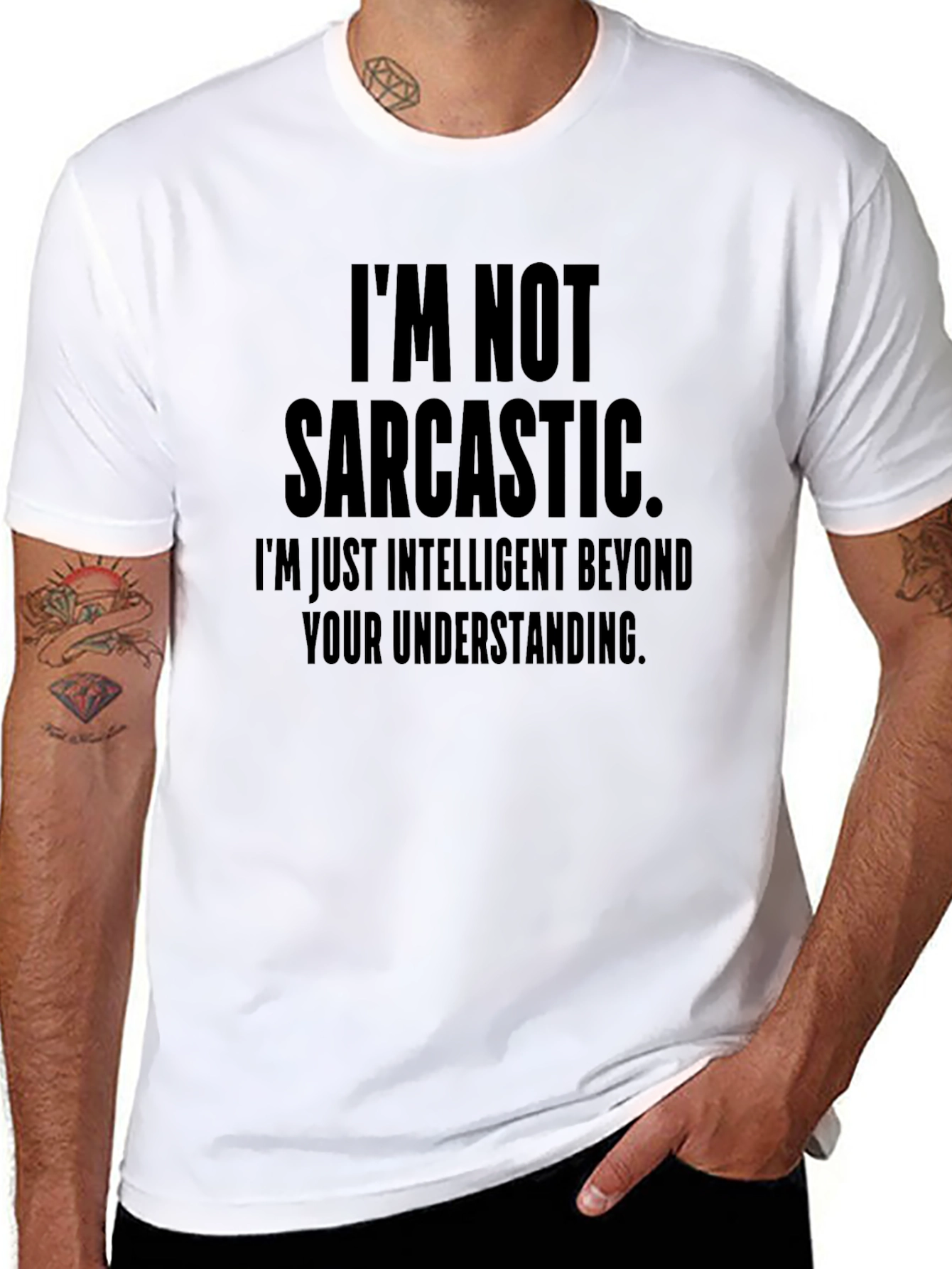 Black Funny Sarcastic T-Shirt - I'm Not Sarcastic Intelligent Tee view 8