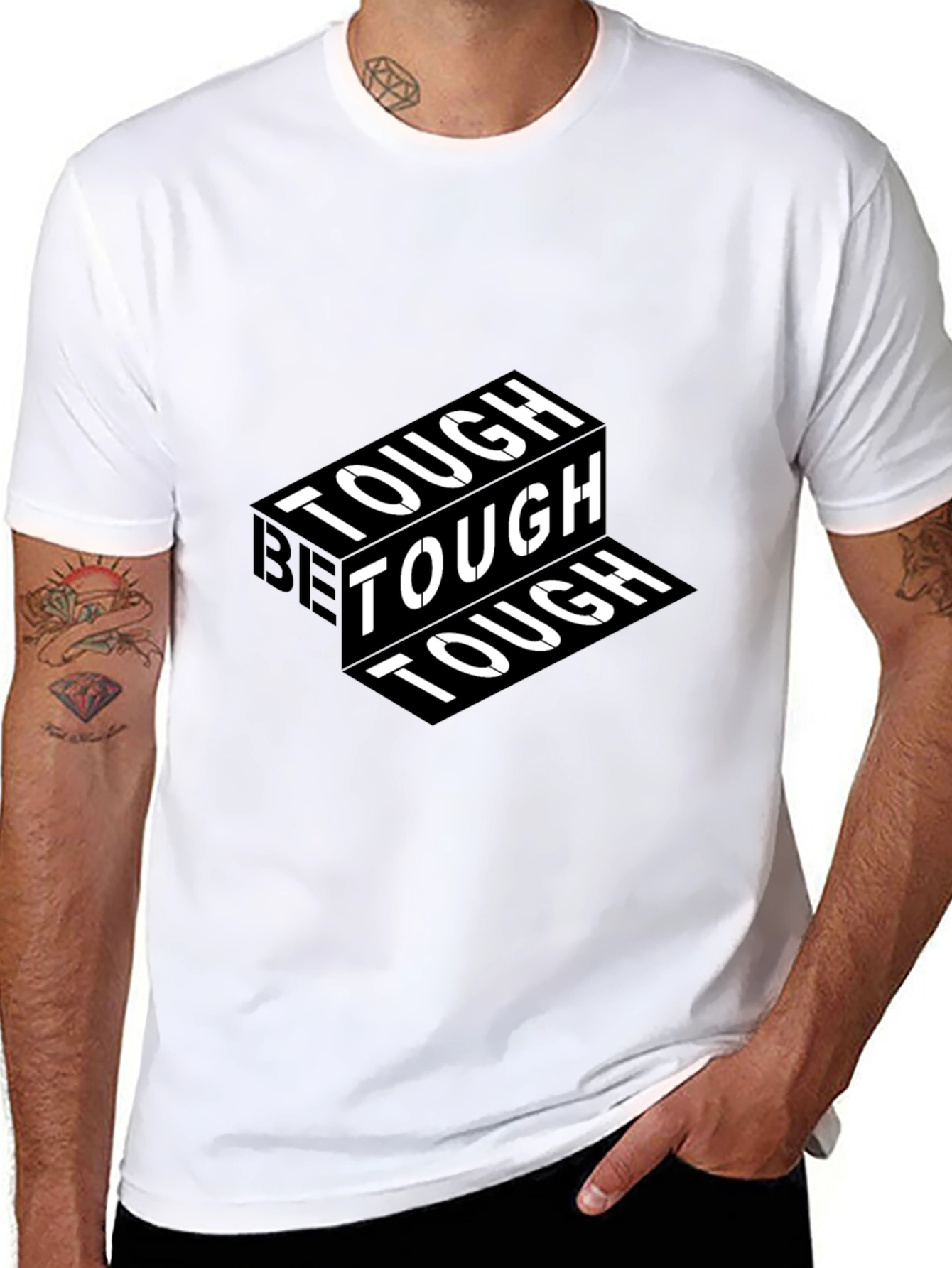 Black Be Tough Graphic Print Black T-Shirt view 8
