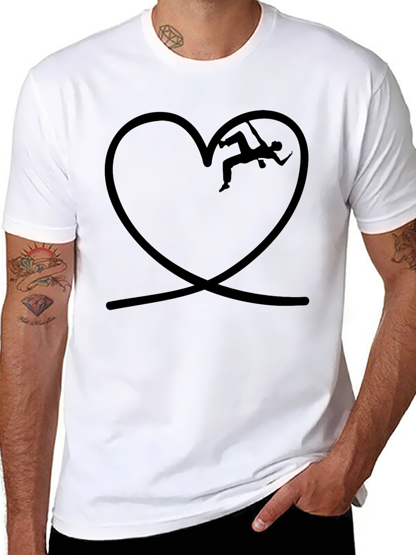 Black Climbing Heart Graphic T-Shirt - Black view 8