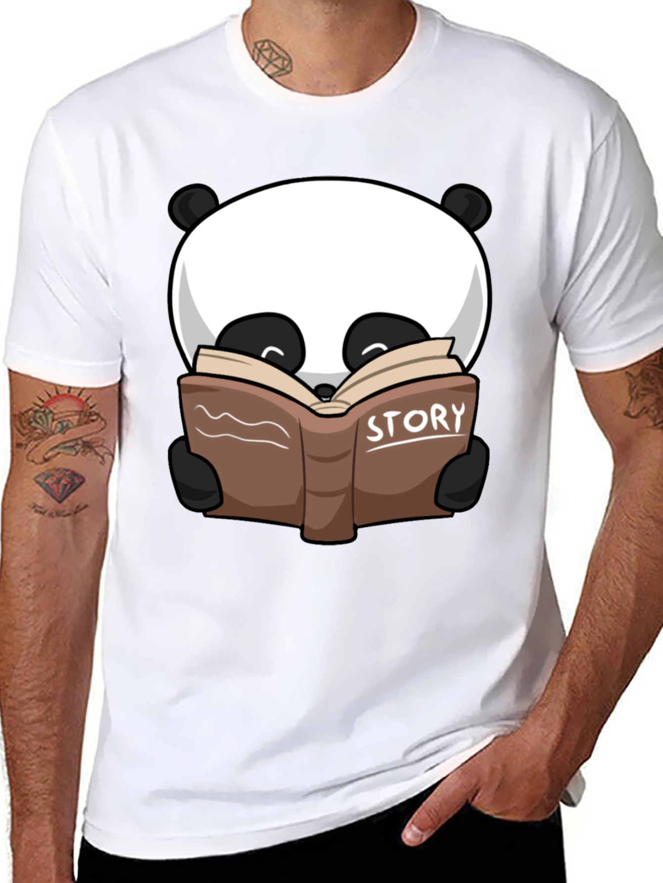 Black Panda Story Book T-Shirt view 8