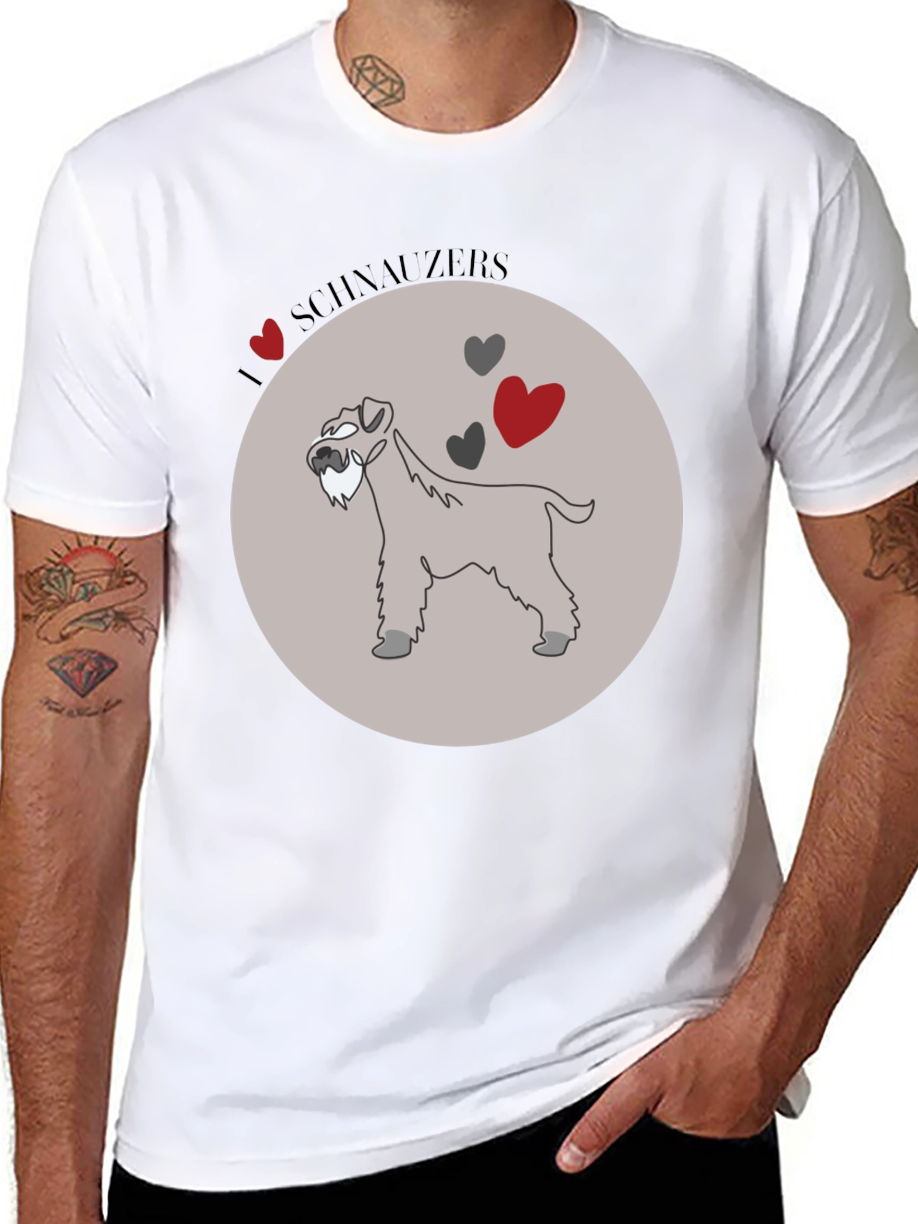 Black I Love Schnauzers Graphic Tee - Black Cotton Blend view 8
