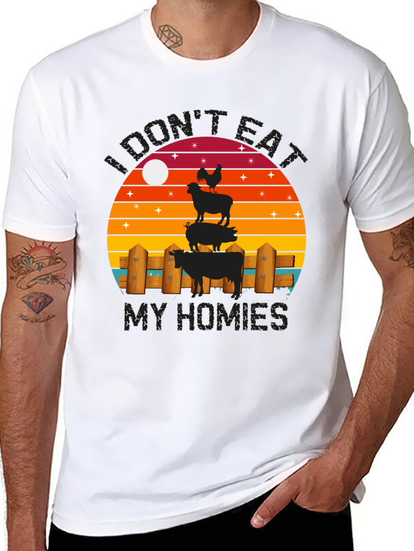 Black I Don't Eat My Homies Graphic T-Shirt view 8