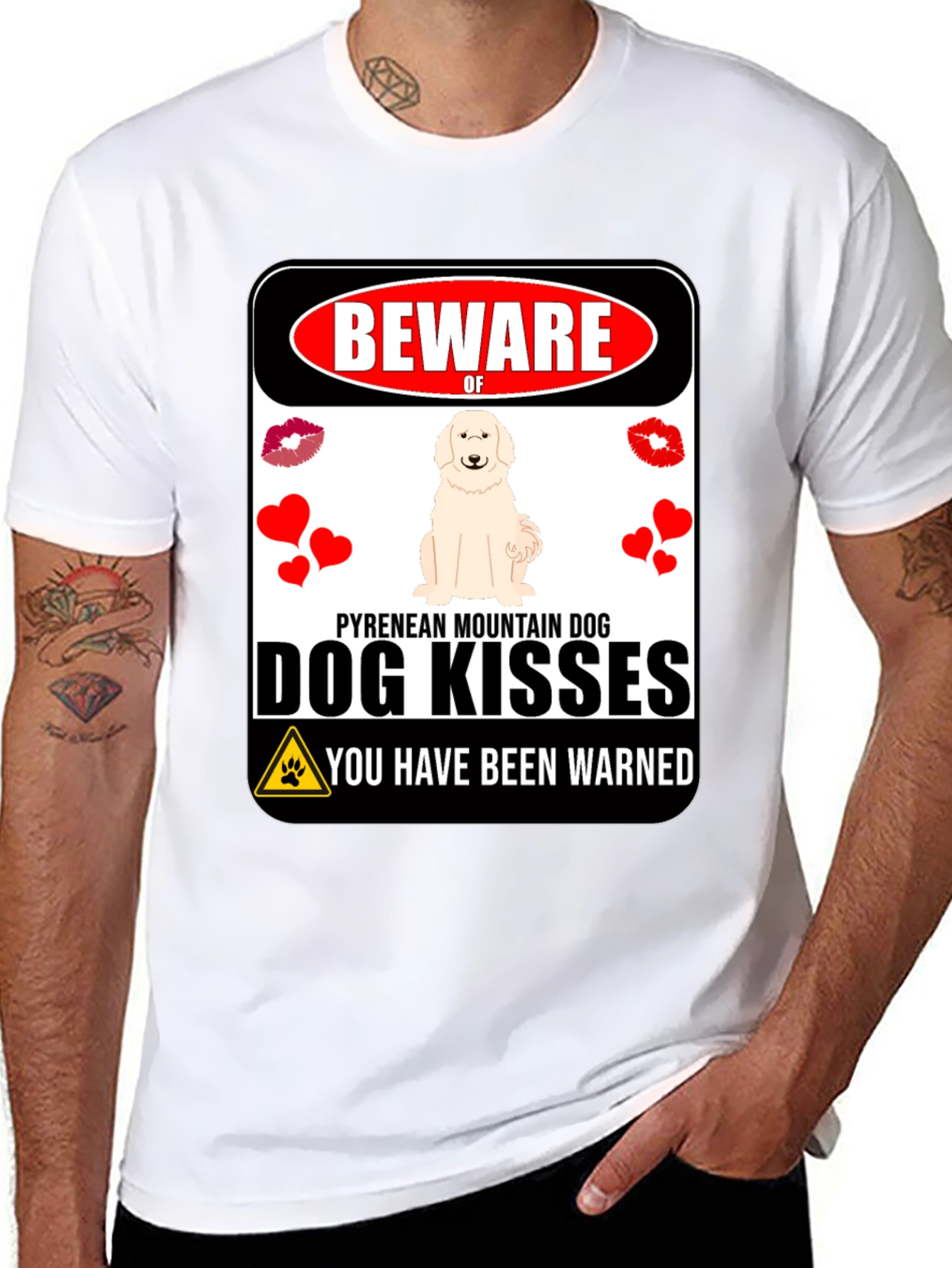 Black Beware of Dog Kisses T-Shirt view 8