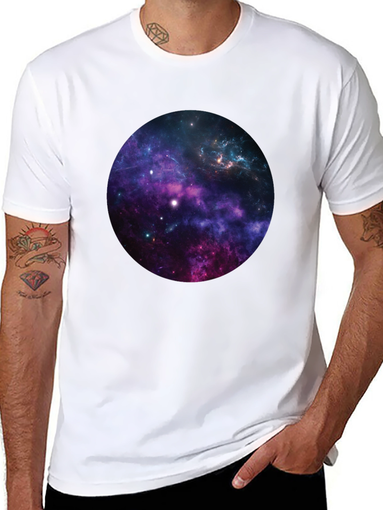 Black Galaxy Graphic Print Black T-Shirt view 8