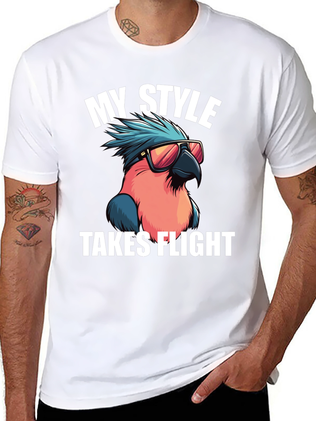Black Cool Parrot T-Shirt: My Style Takes Flight view 8