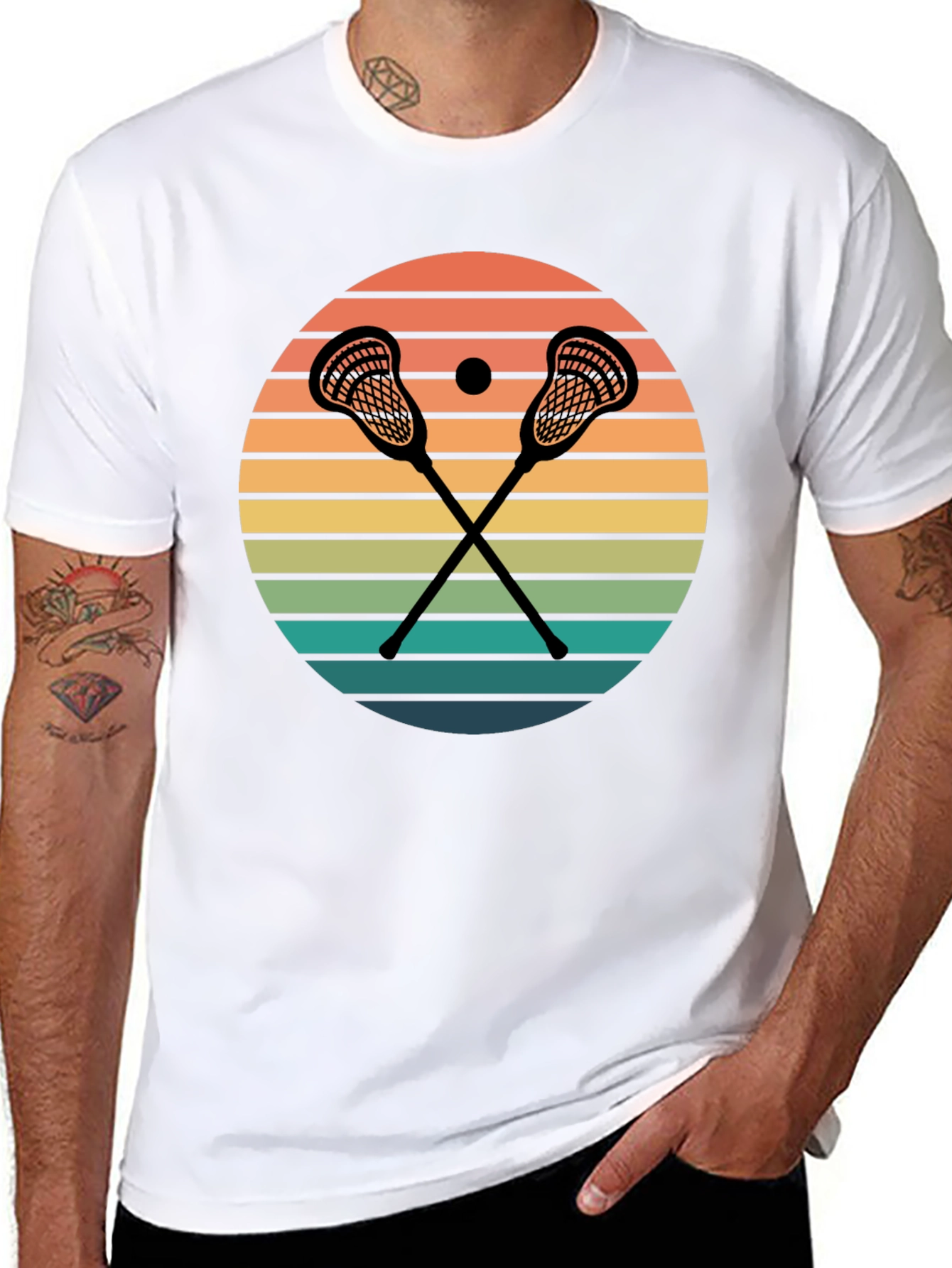 Black Lacrosse Sunset Graphic T-Shirt view 8