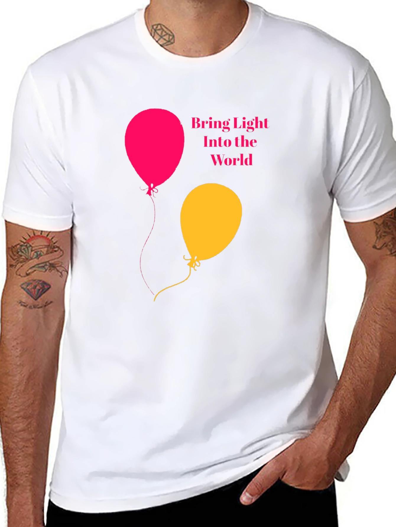 Black Bring Light Balloons Graphic Tee view 8