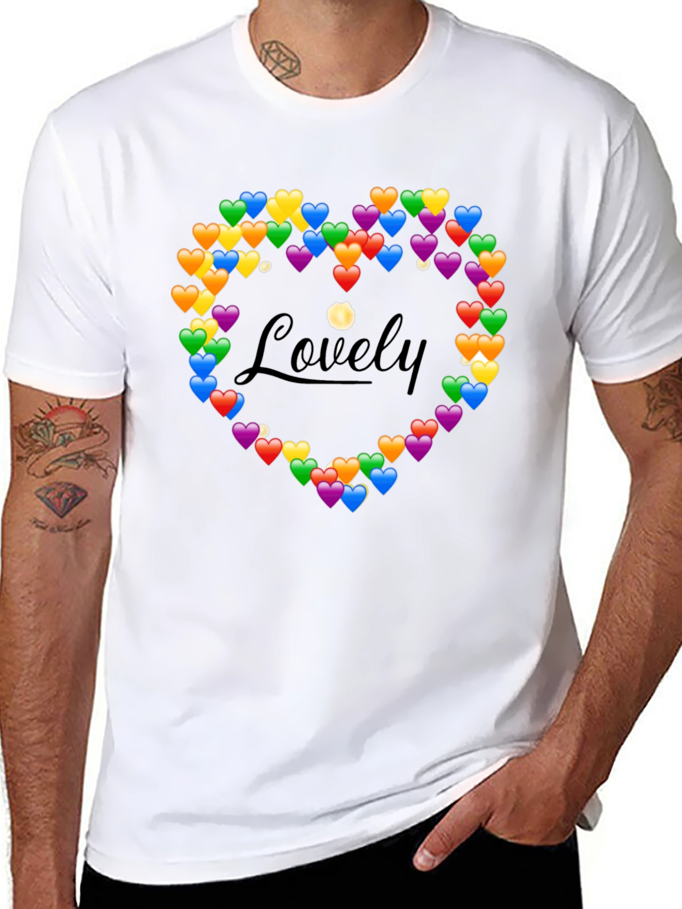Black Lovely Heart Emoji Graphic T-Shirt view 8