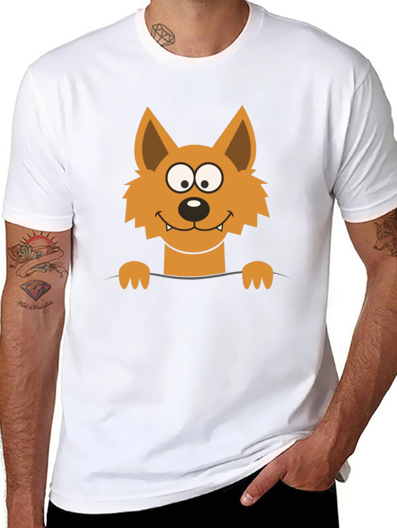Black Cartoon Fox Graphic Black T-Shirt view 8