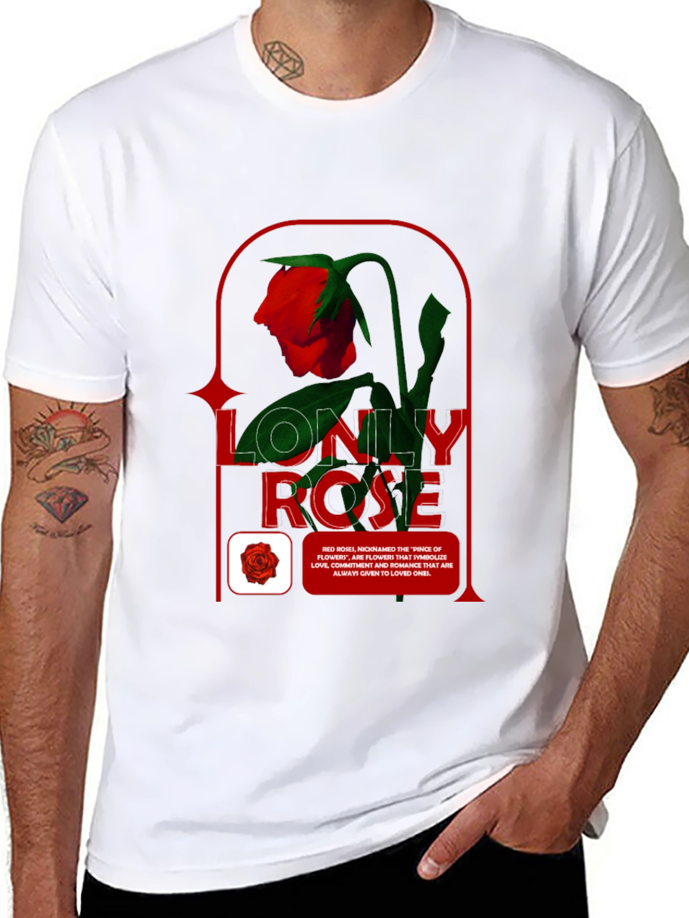 Black Lonely Rose Graphic Tee - Stylish Casual Wear view 8