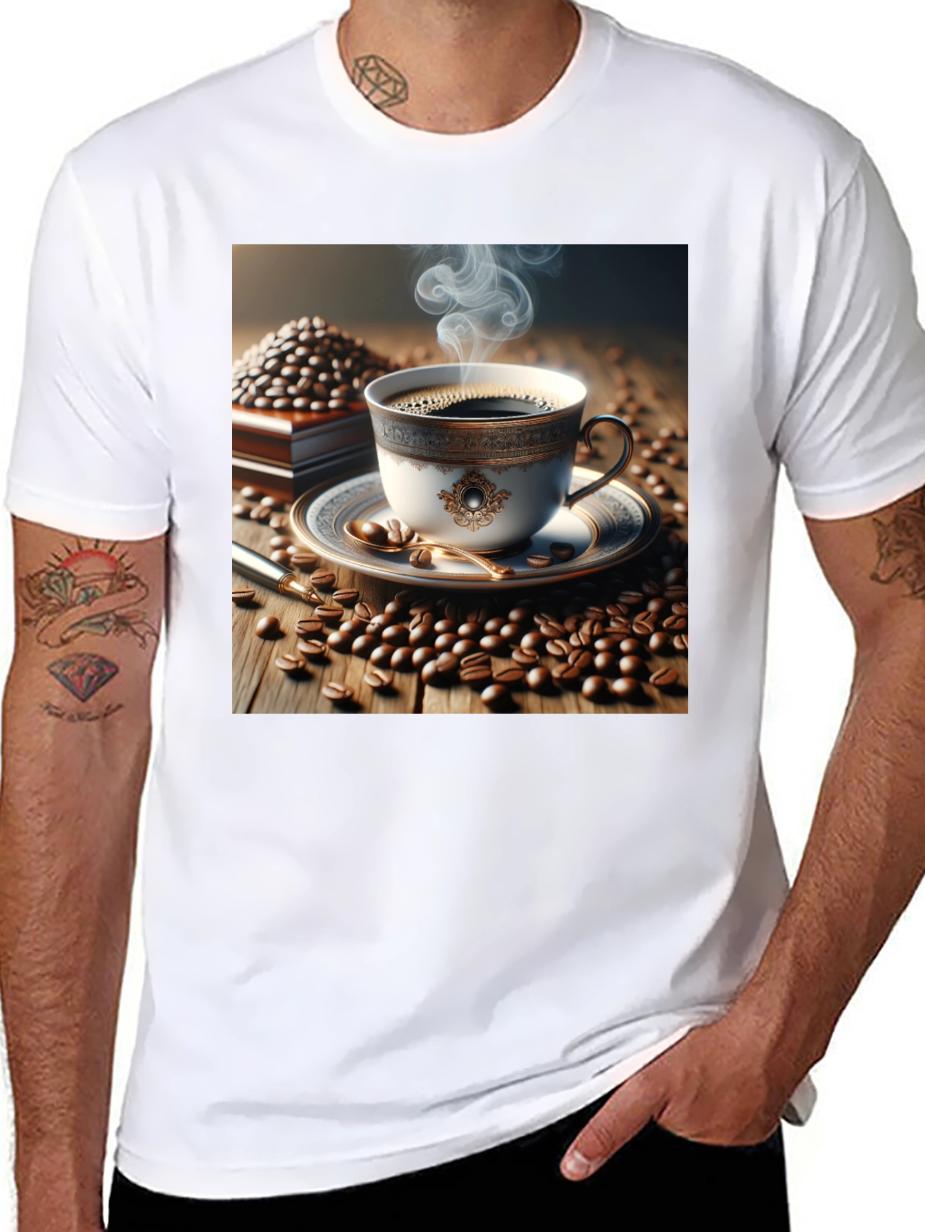 Black Coffee Lover's T-Shirt - Elegant Cup Design view 8