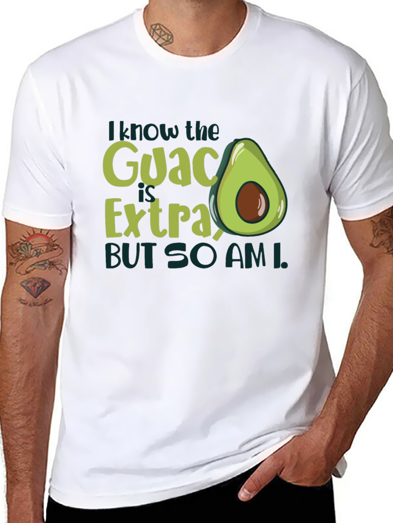 Black I Know The Guac Is Extra Avocado T-Shirt view 8