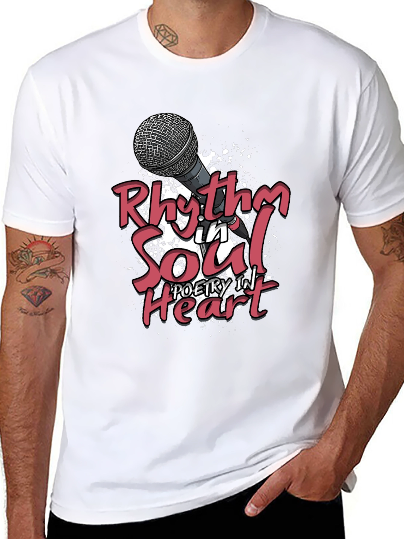 Black Rhythm in Soul Poetry Heart Graphic T-Shirt view 8