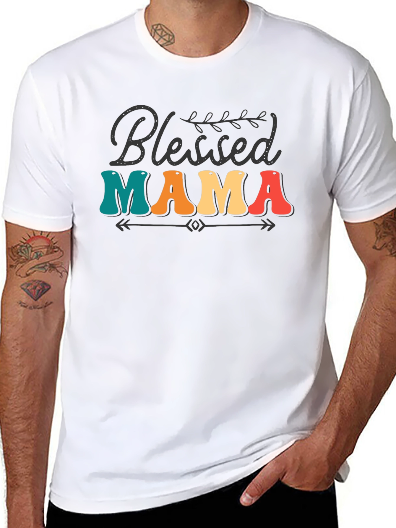 Black Blessed Mama Retro Graphic Tee view 8