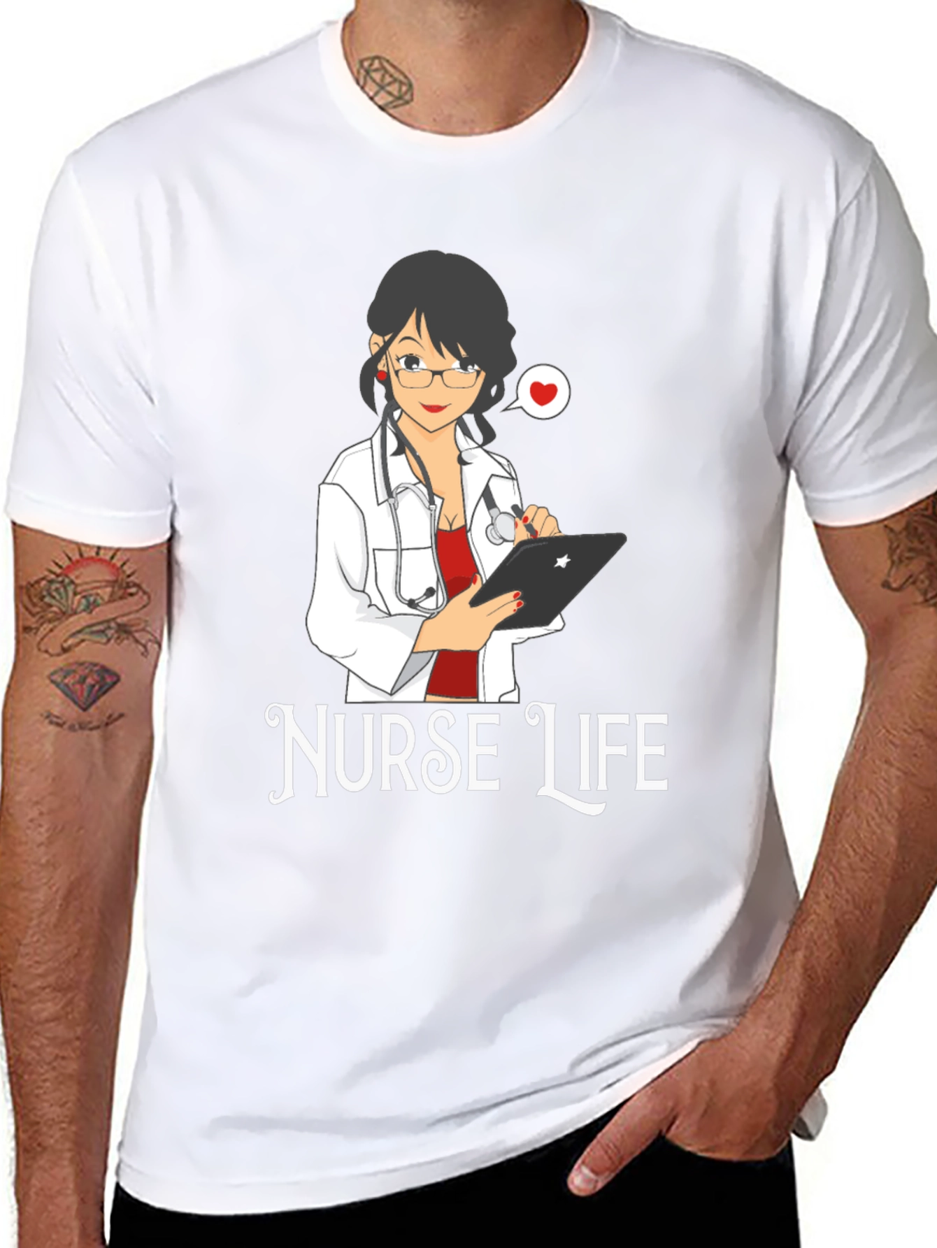Black Nurse Life Graphic Tee - Black Cotton Comfort view 8