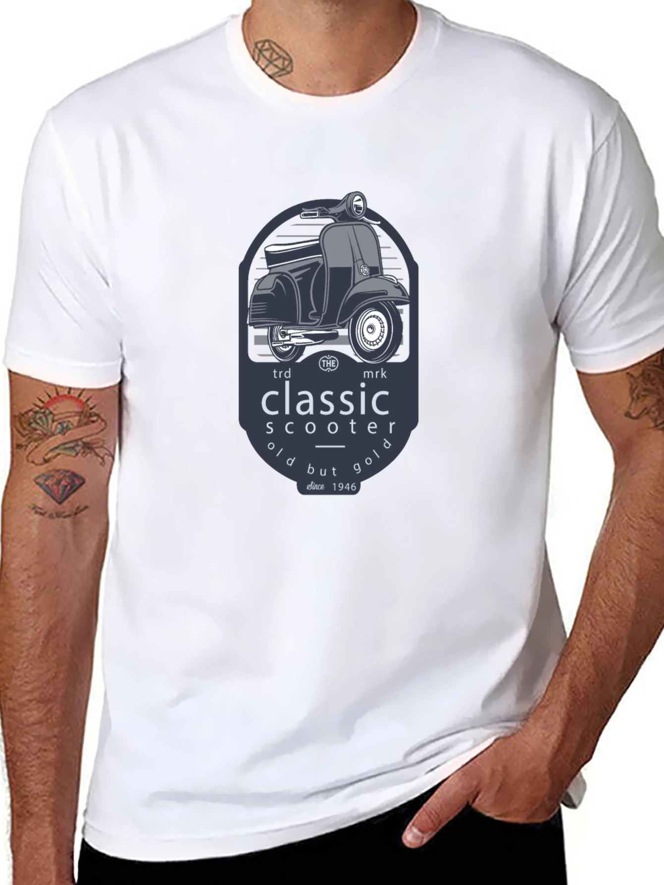Black Classic Scooter T-Shirt - Vintage Style view 8