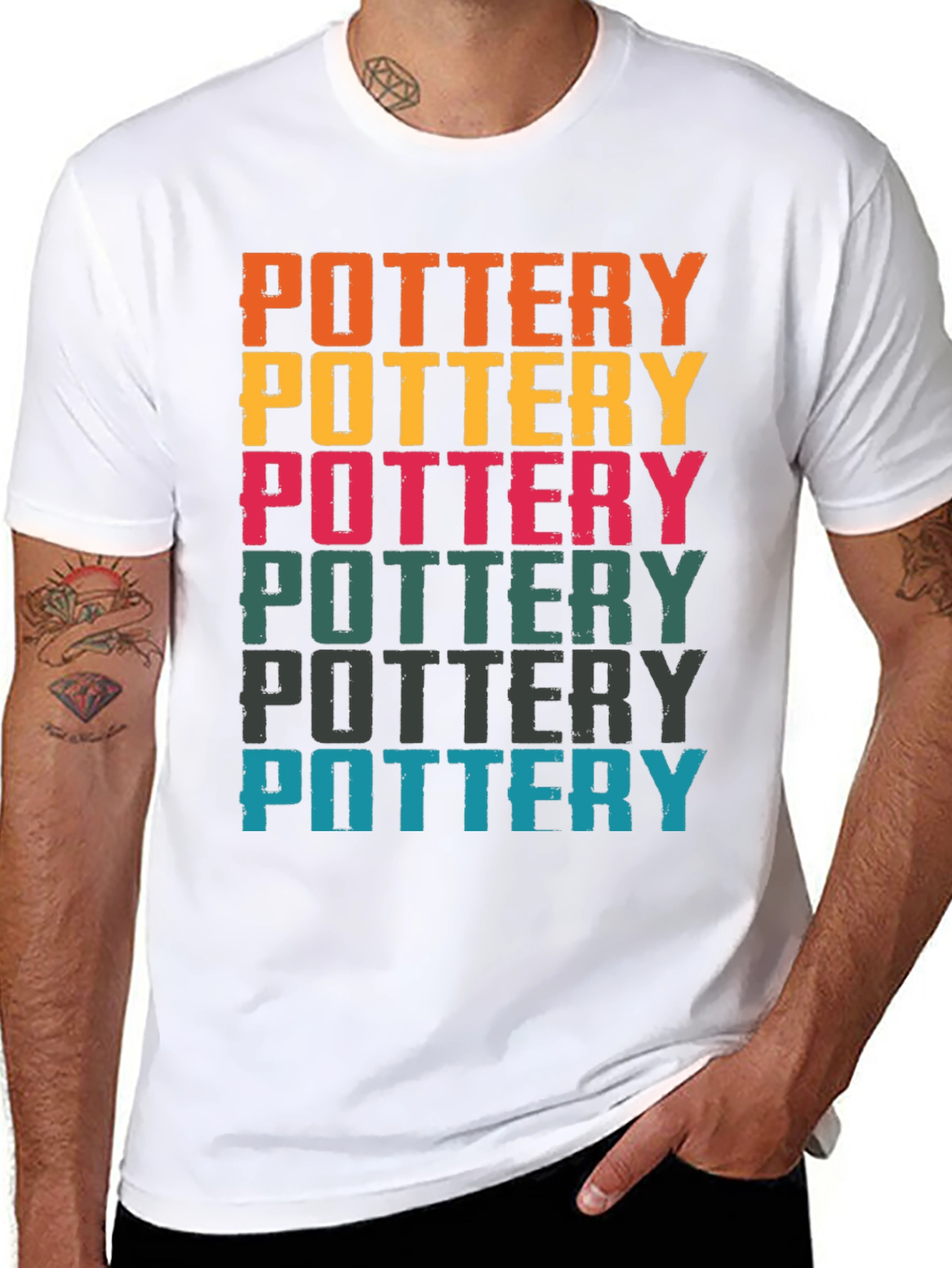Black Retro Pottery T-Shirt | Colorful Potter Tee view 8