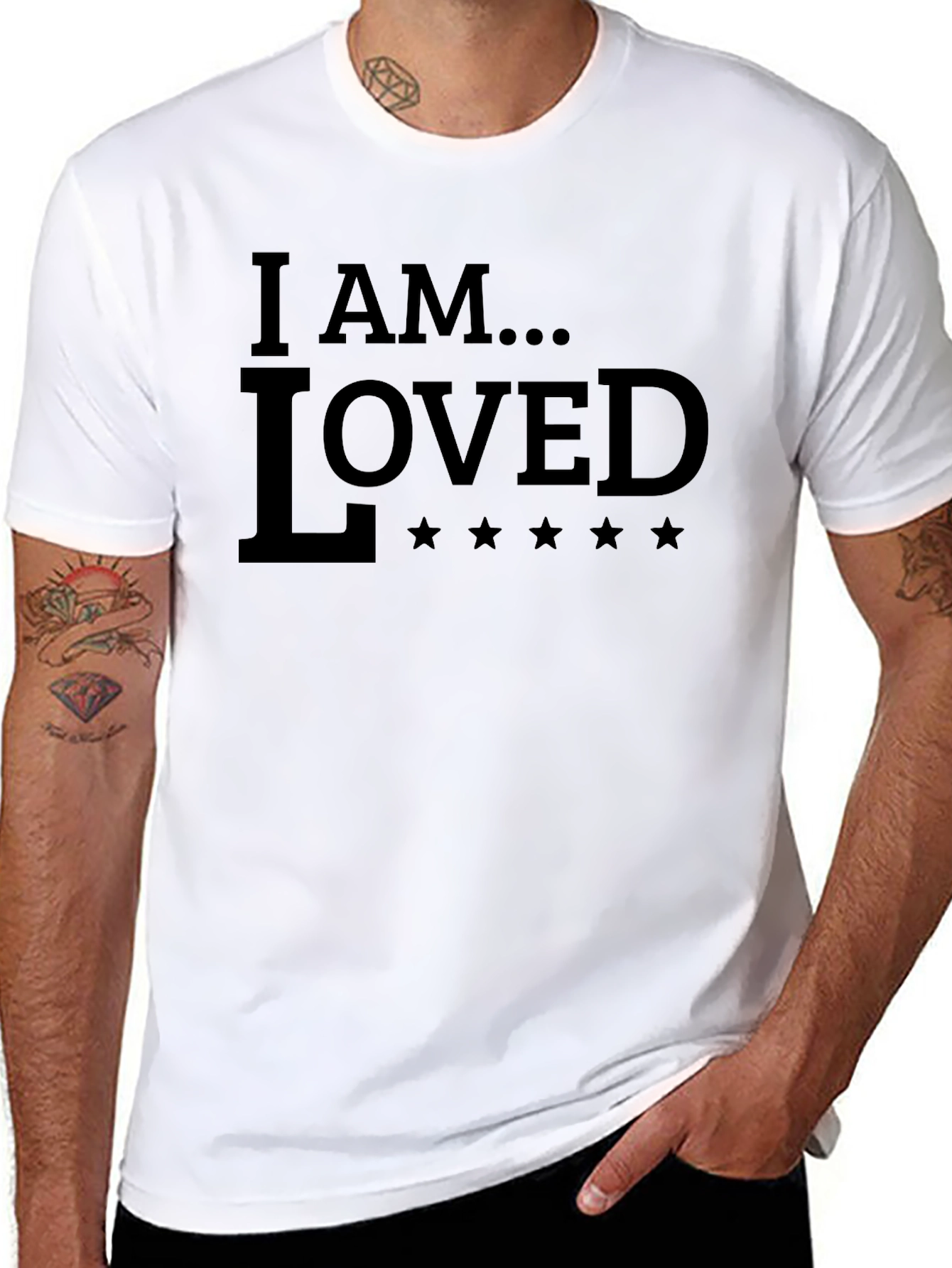 Black I AM... LOVED Graphic Tee - Unisex Black Shirt view 8