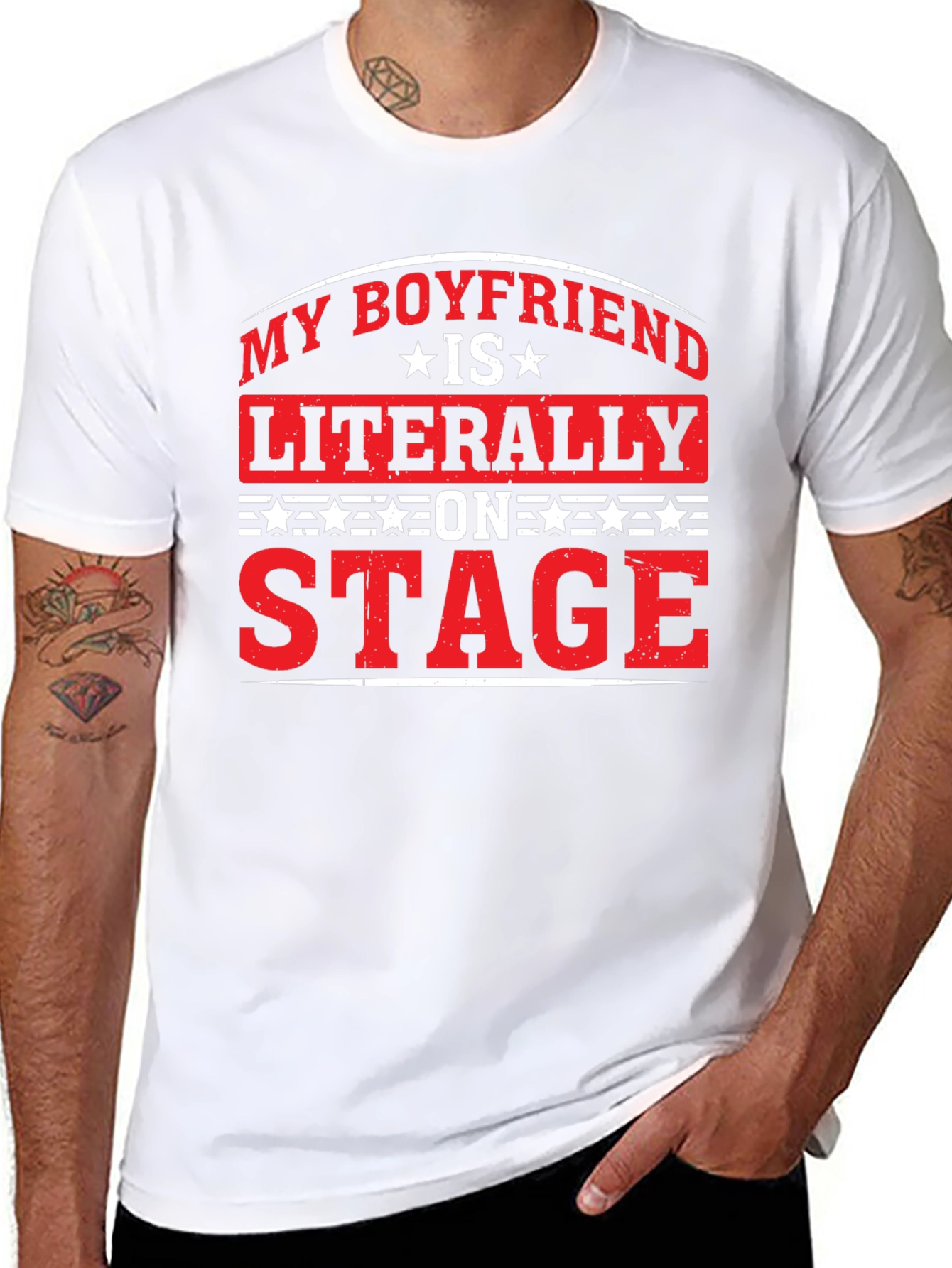 Black My Boyfriend is Literally on Stage T-Shirt view 8