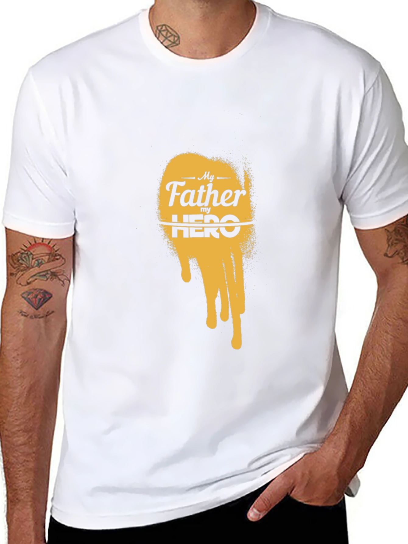 Black My Father My Hero Graphic Tee - Black Cotton T-Shirt view 8