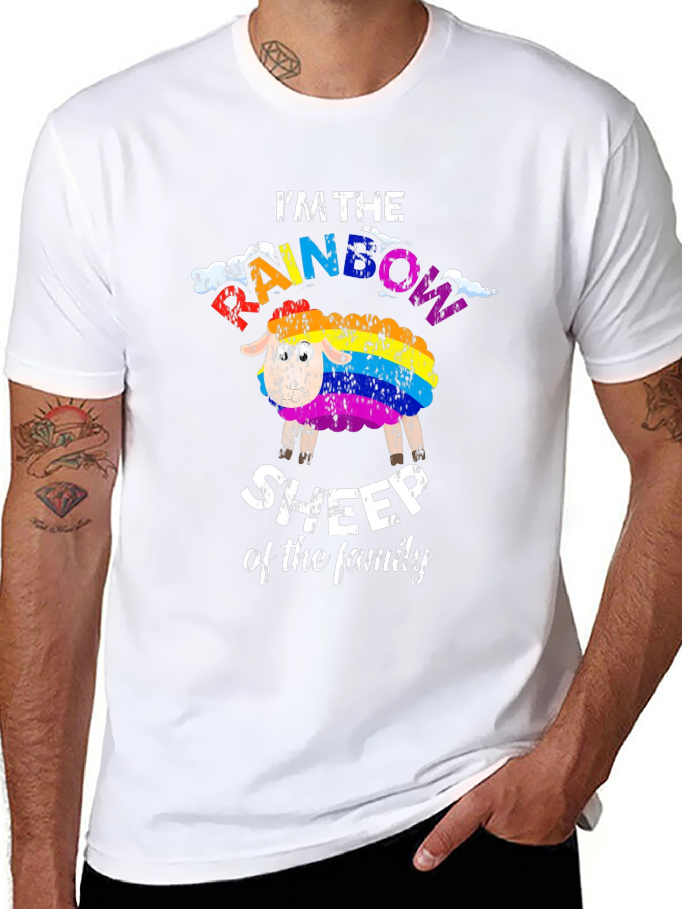 Black Rainbow Sheep T-Shirt: Unique Family Pride Apparel view 8