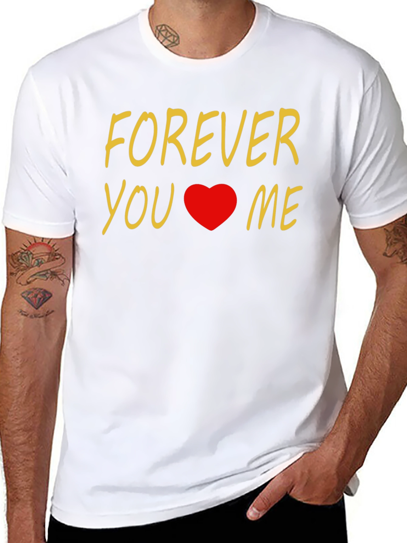 Black Forever You & Me Heart Graphic Black T-Shirt view 8