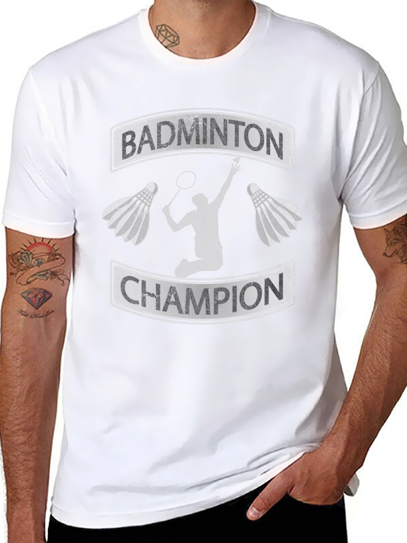 Black Badminton Champion Graphic Tee view 8