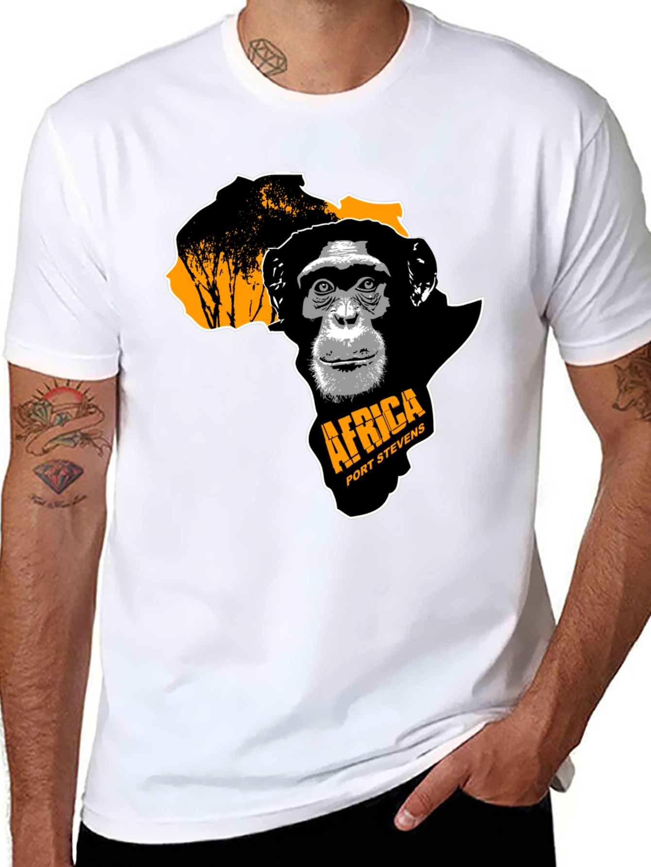 Black Africa Chimpanzee Graphic Black T-Shirt view 8