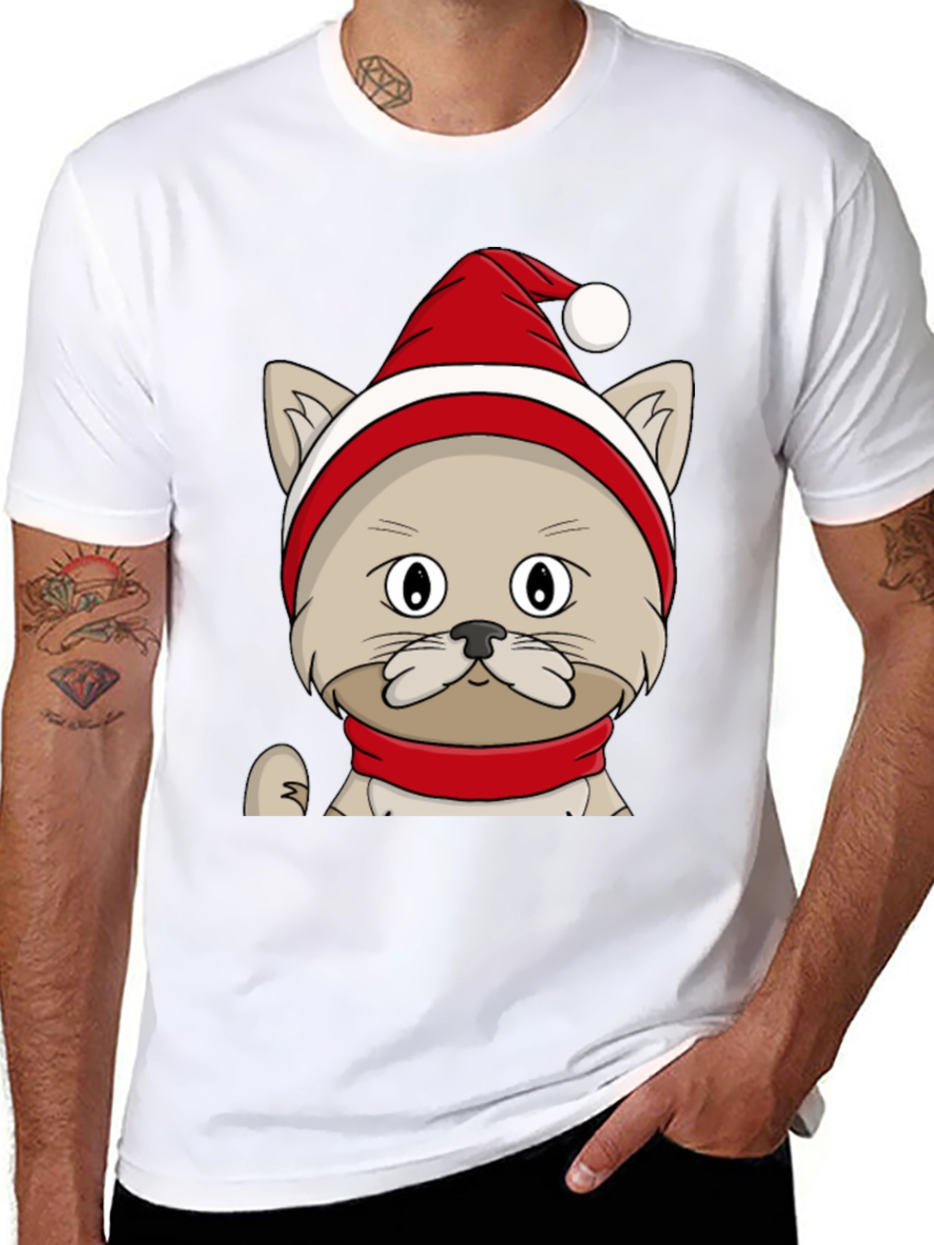 Black Festive Cat Tee - Holiday Cheer view 8