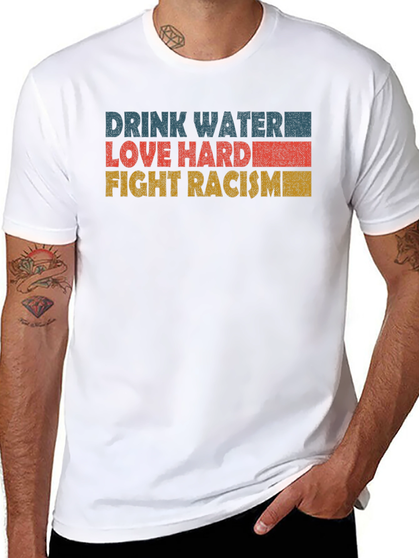 Black Drink Water Love Hard Fight Racism T-Shirt view 8