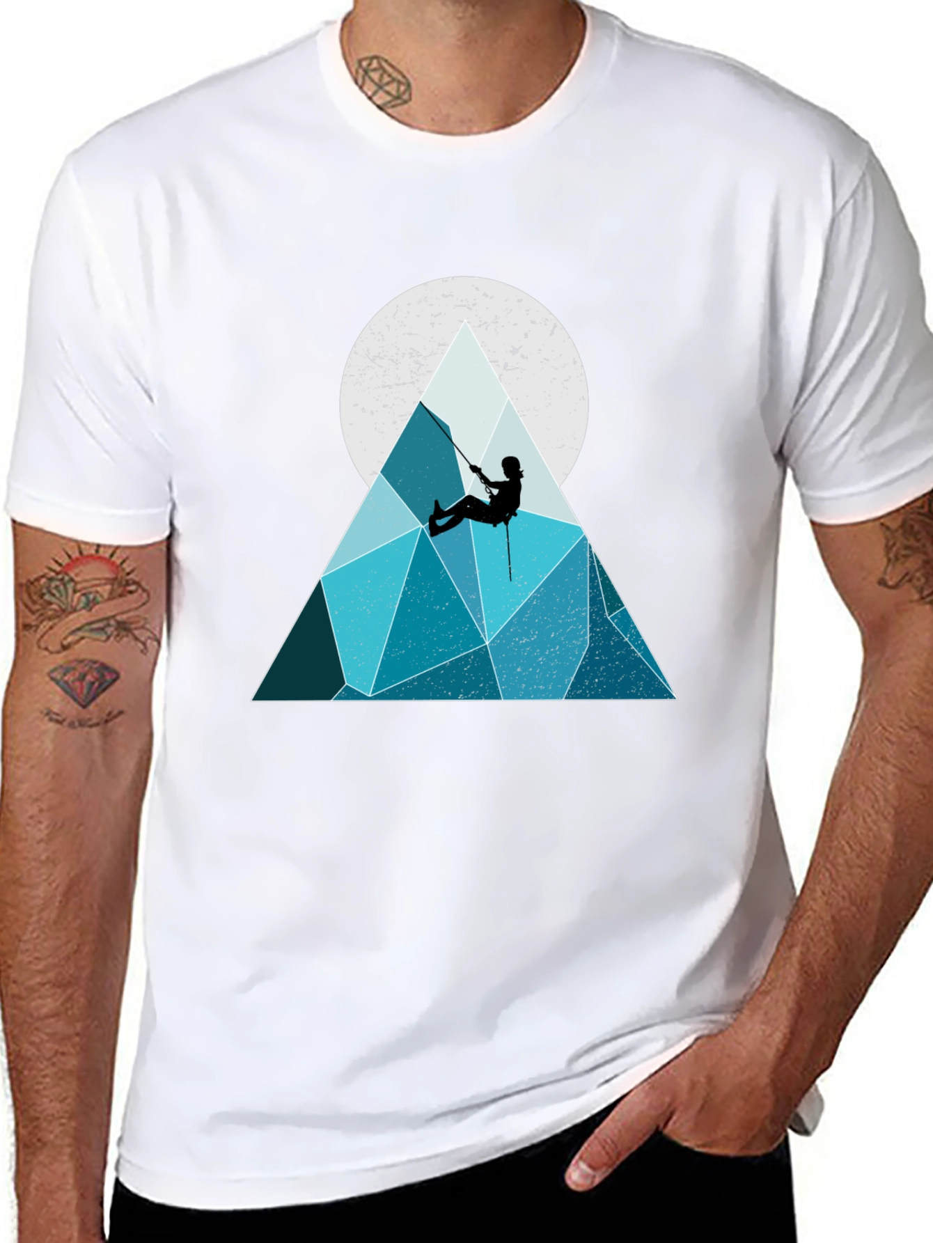 Black Geometric Mountain Climber Graphic Tee view 8