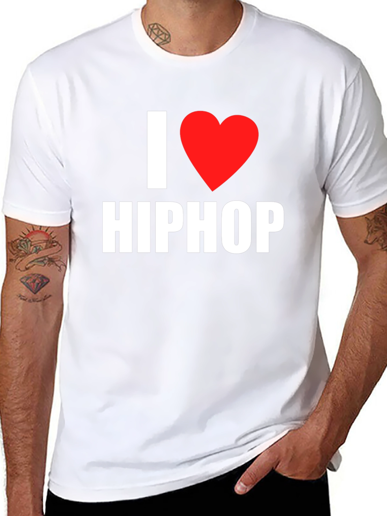 Black I Heart Hip Hop Graphic Black T-Shirt view 8