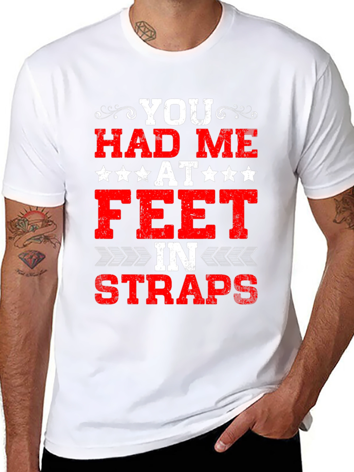 Black You Had Me At Feet In Straps Graphic Tee view 8