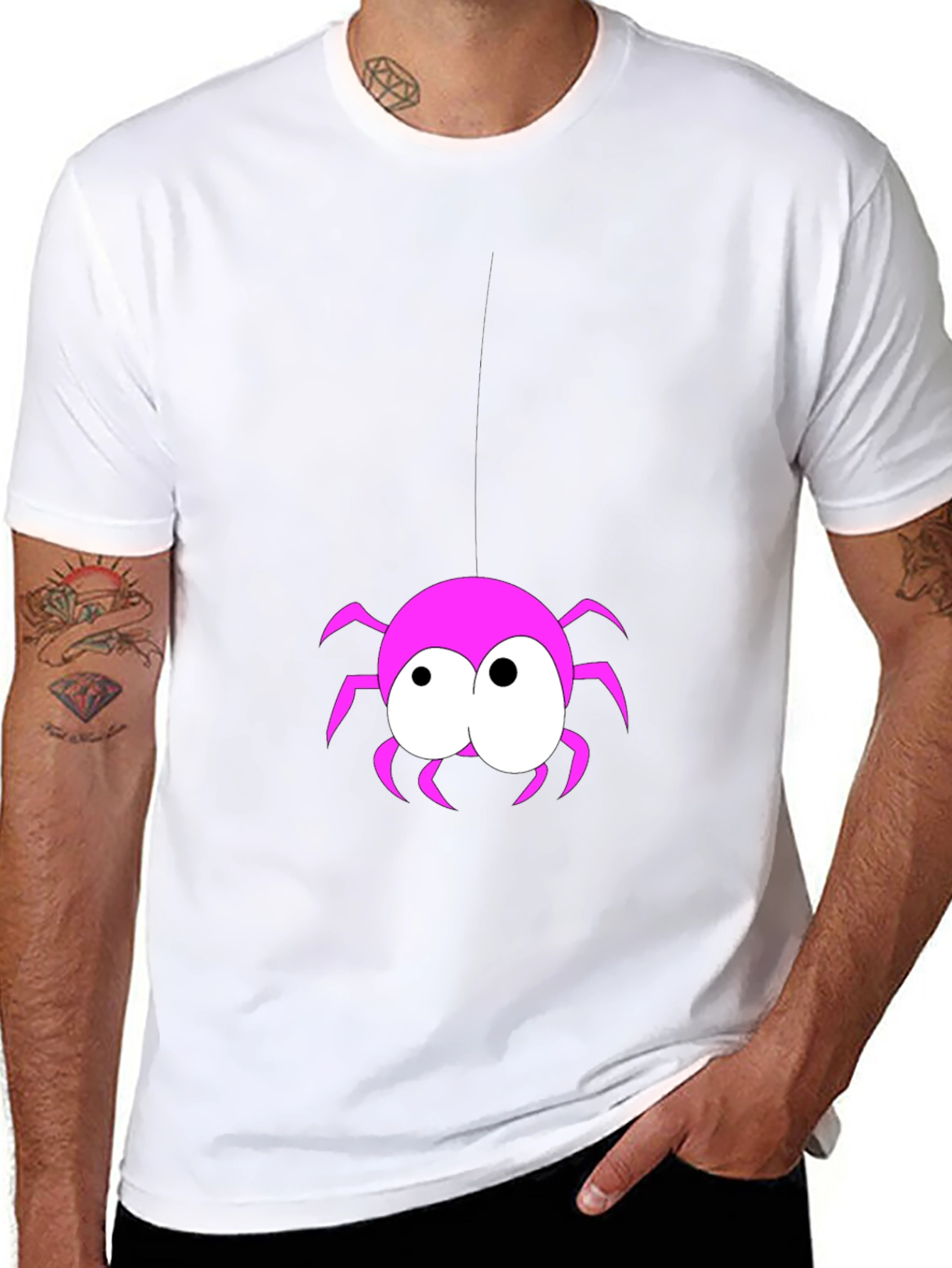 Black Funny Spider Graphic T-Shirt - Black view 8
