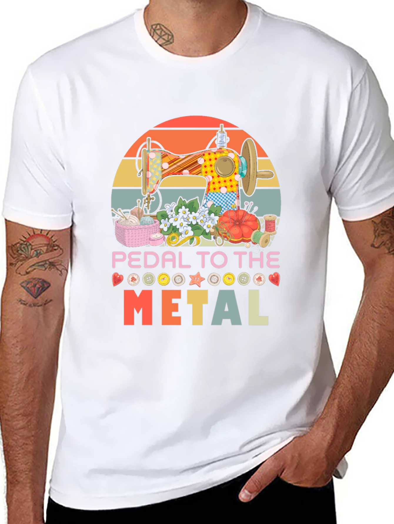 Black Pedal To The Metal Sewing T-Shirt view 8