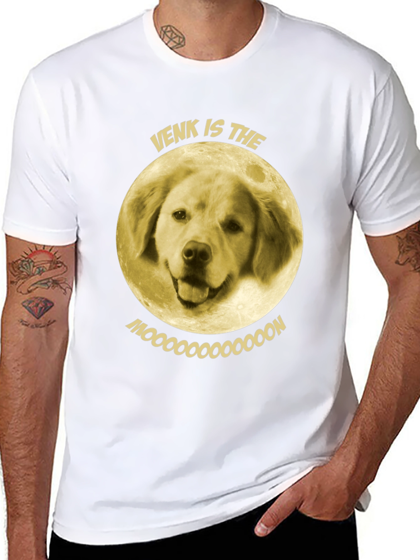 Black Venk is the Moon T-Shirt - Funny Dog Graphic Tee view 8