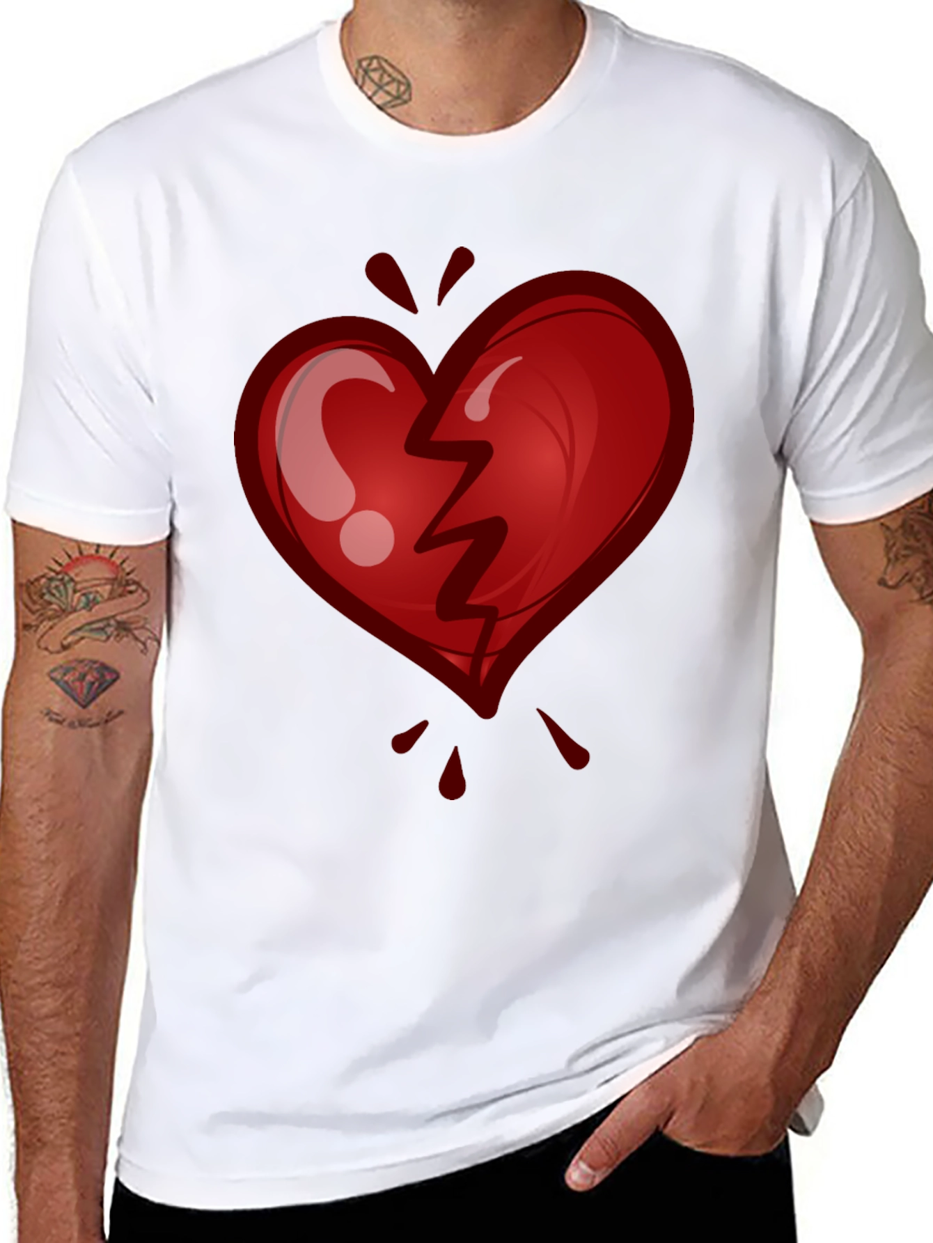 Black Broken Heart Graphic Tee - Stylish & Trendy view 8