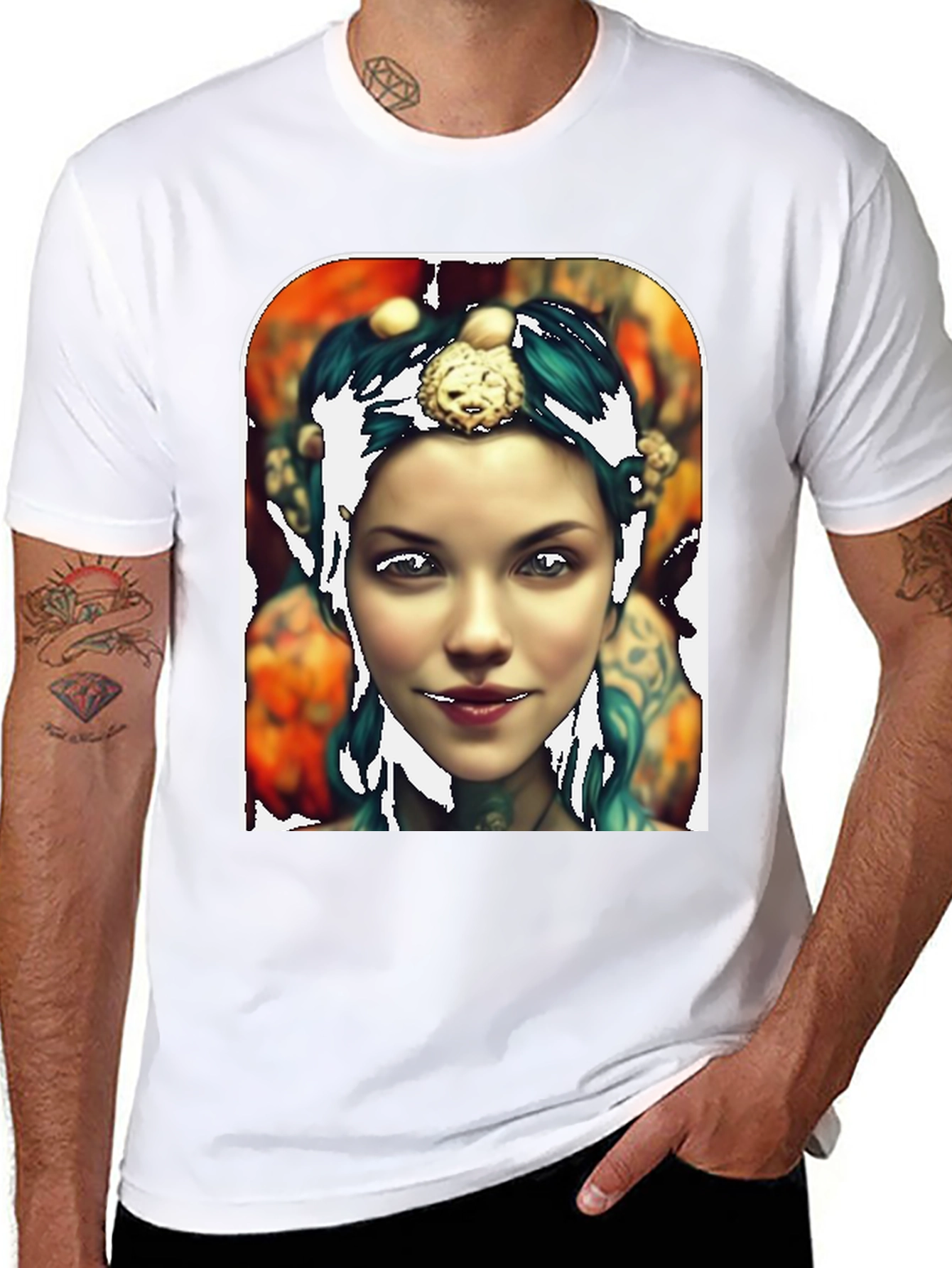 Black Artistic Portrait Tee - Unique Graphic Print view 8
