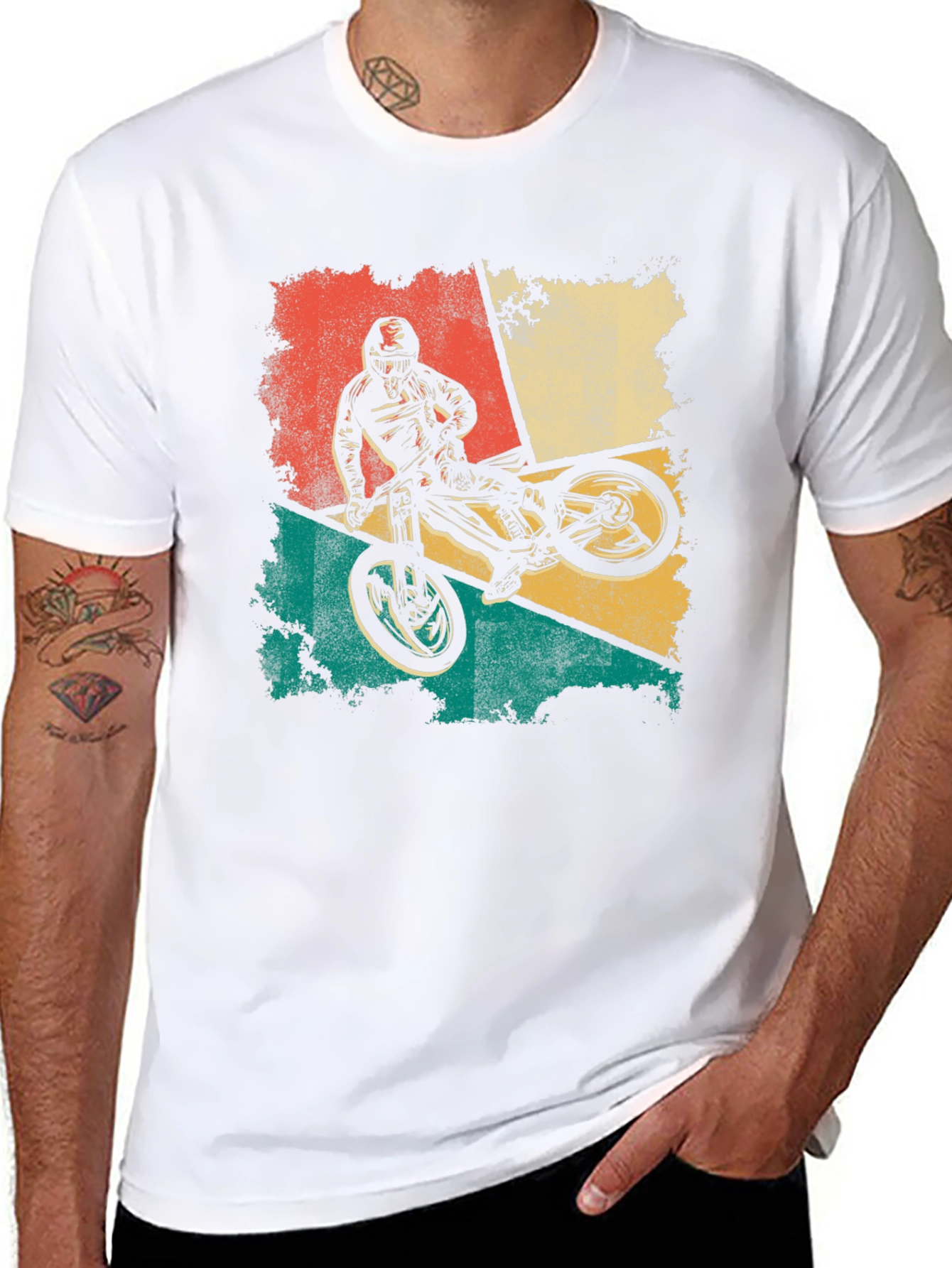Black Retro Mountain Biker T-Shirt - Vintage Style view 8