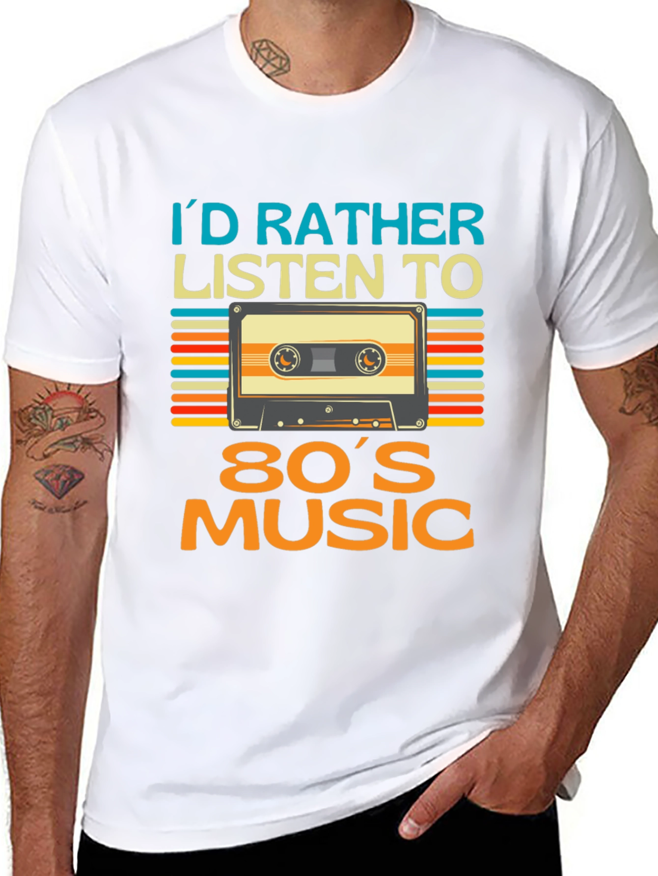 Black Retro 80s Music T-Shirt view 8
