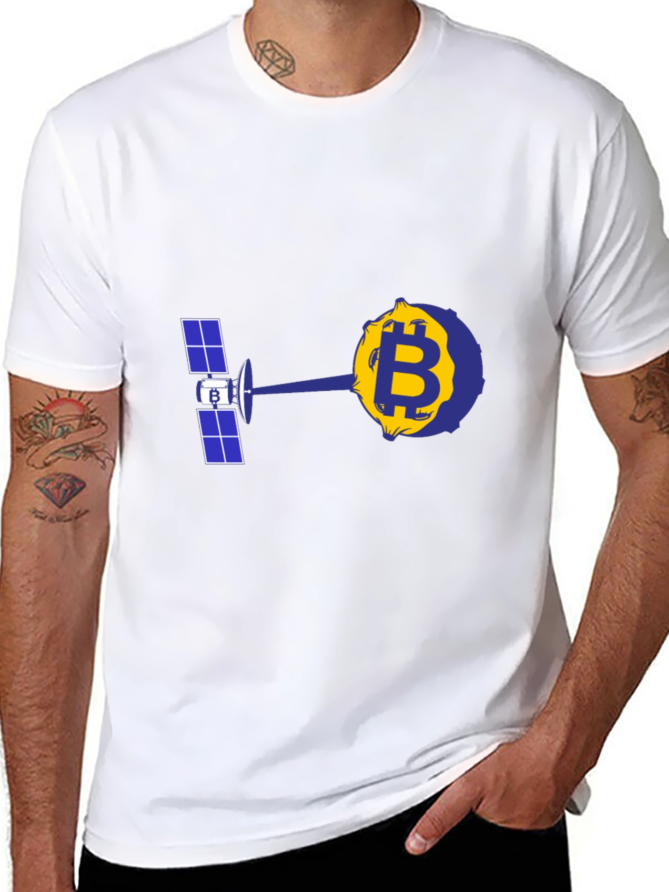 Black Bitcoin Satellite T-Shirt - Crypto Design view 8
