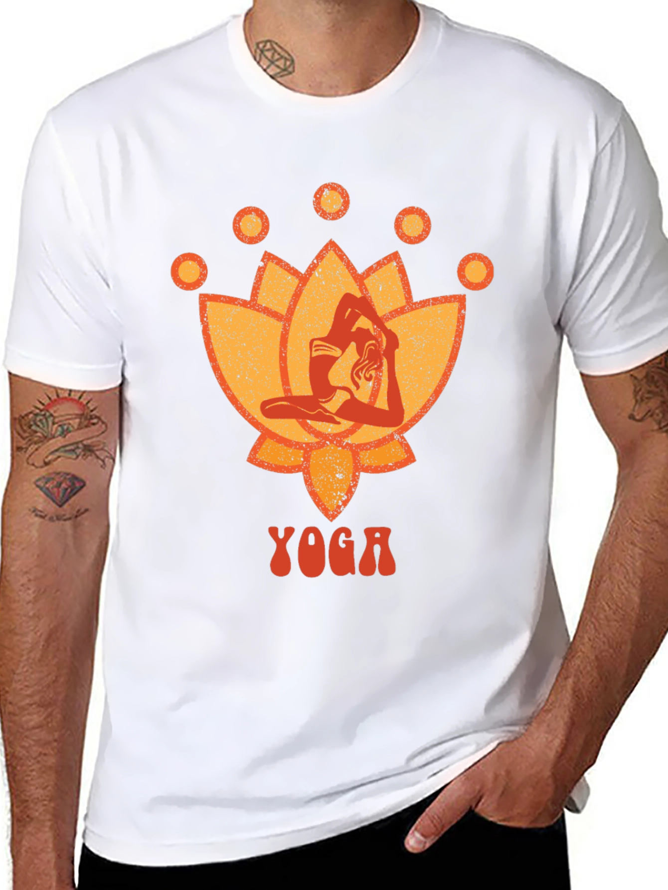 Black Yoga Lotus Graphic Tee - Black Cotton T-Shirt view 8