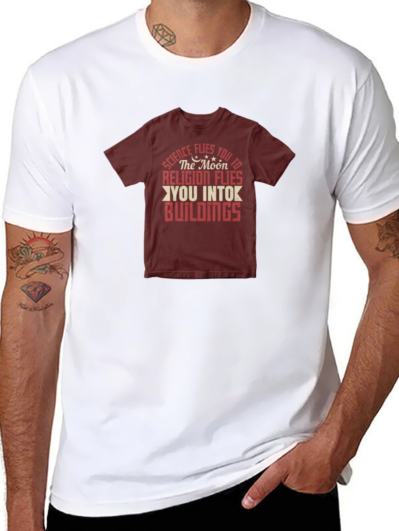 Black Science vs Religion Graphic T-Shirt view 8