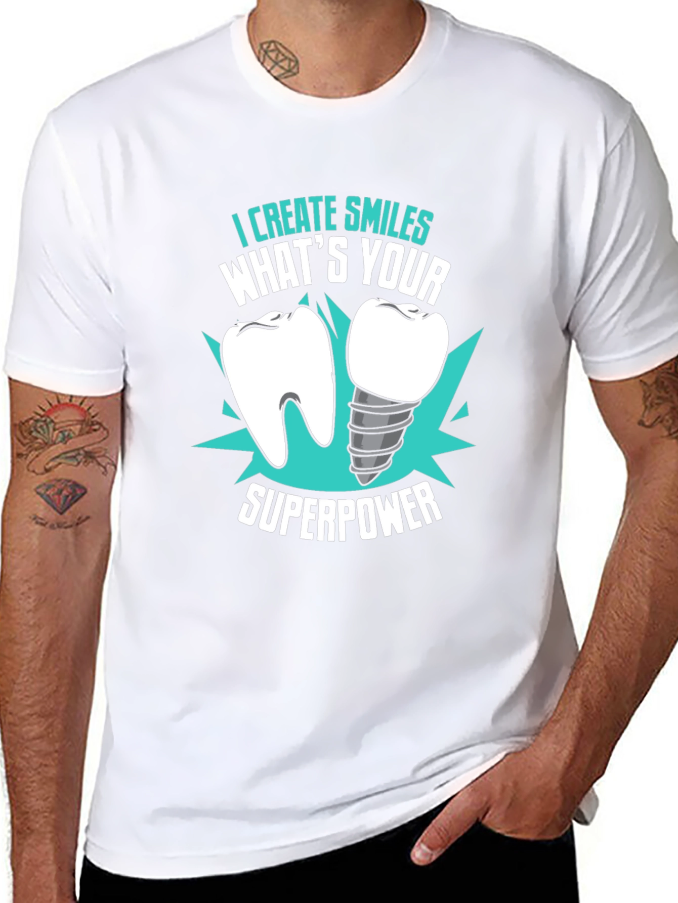 Black Dental Superpower T-Shirt - Dentist Gift view 8