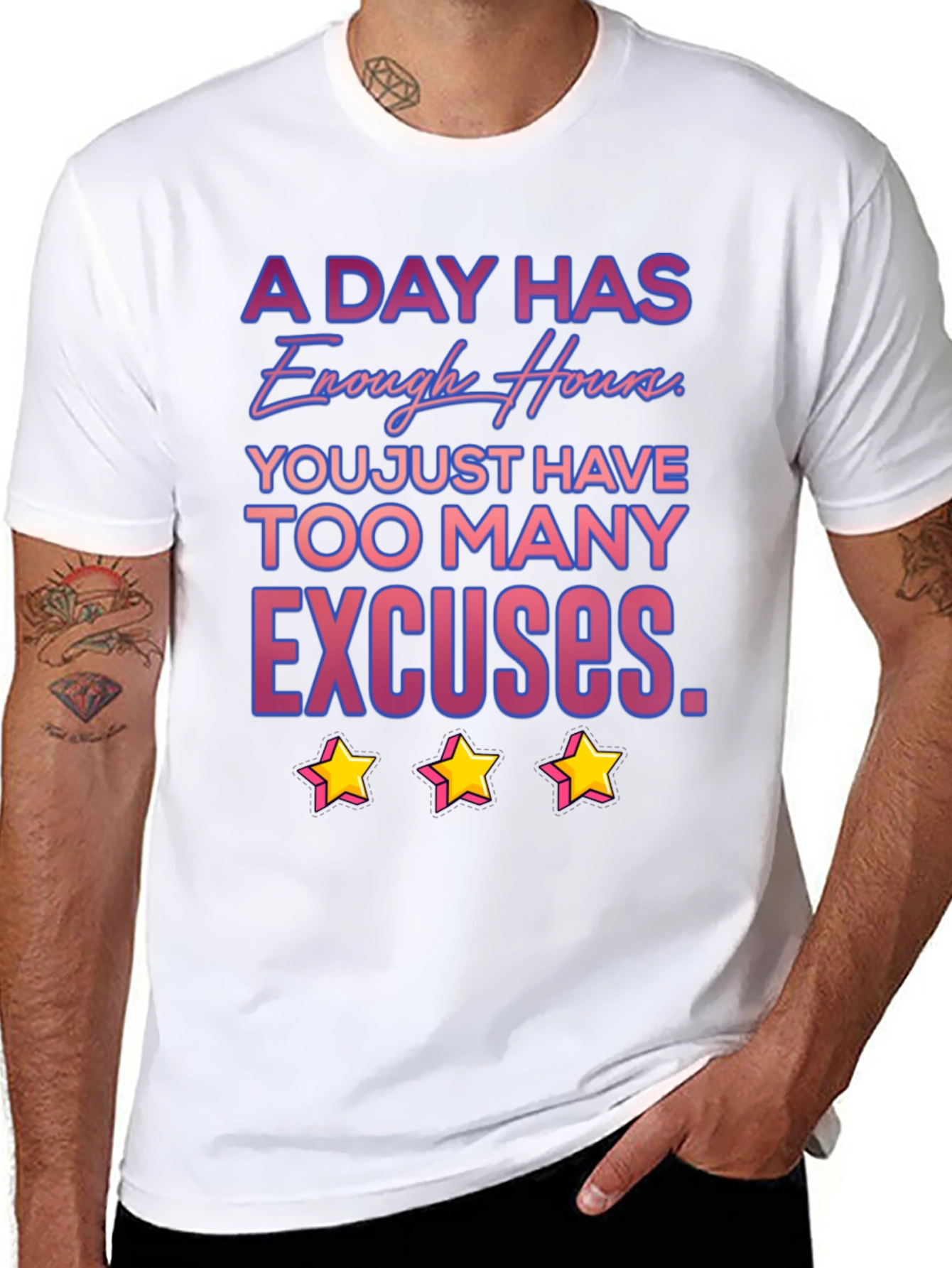 Black Motivational T-Shirt: A Day Has Enough Hours view 8