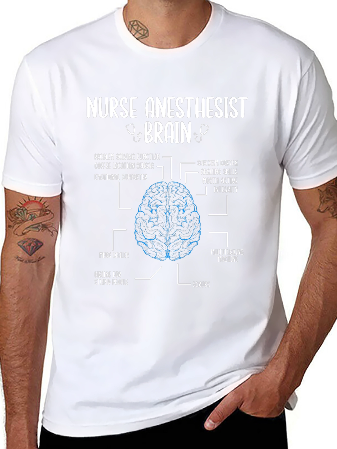 Black Nurse Anesthetist Brain Anatomy T-Shirt view 8